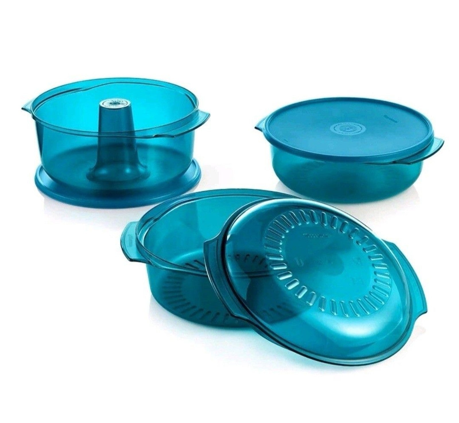 Tupperware Tupperwave Stack Cooker Microwave Set Aqua Blue NIP