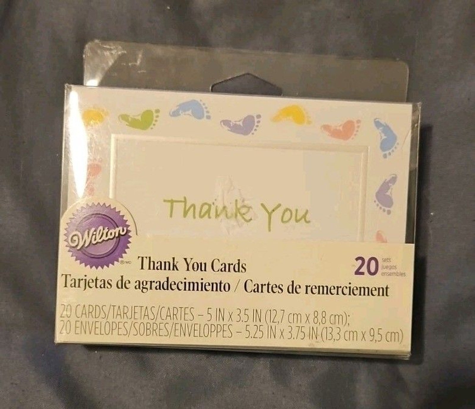 Baby Feet Footprints Shower Birth Thank You Cards Blank By Wilton Set of 20 NIB