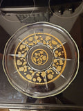Vintage 1950'S Culver Glass 22K Gold Embossed Serving Plate, 11” Floral Design