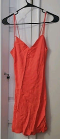 Zara Women's Size S Coral Dress Jacquard Floral Print Mini Slip Dress