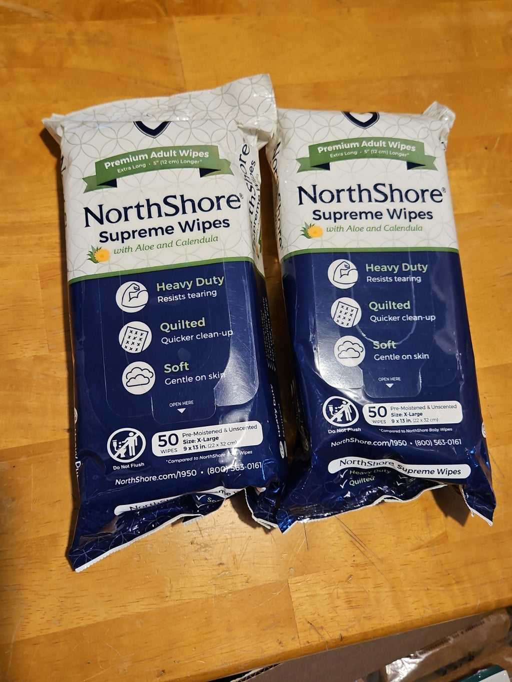 Lot Of 2 NorthShore Supreme Heavy-Duty Quilted Wipes, X-Large New Sealed