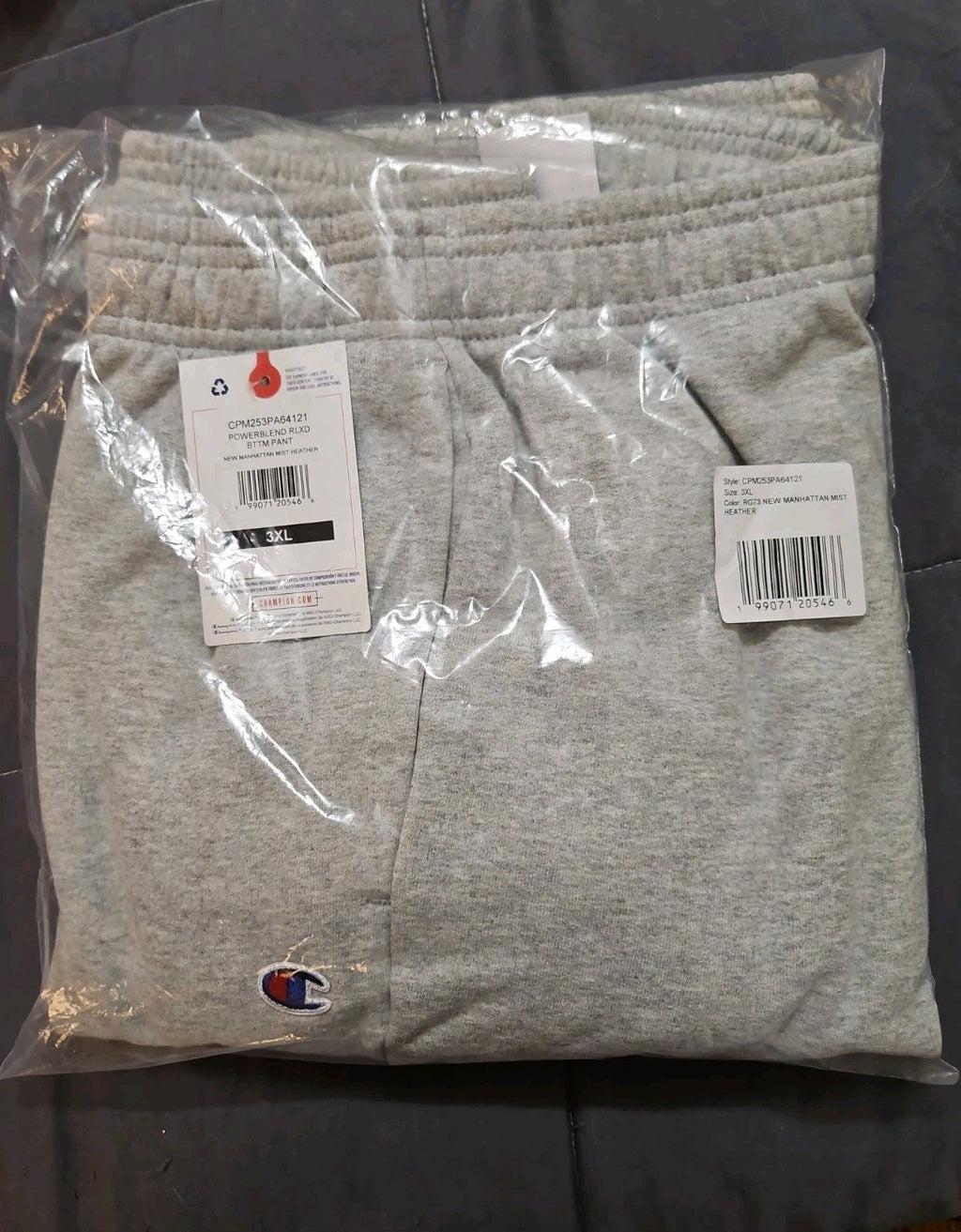 NWT Champion Powerblend Relaxed Bottom Pants Fleece Sweatpants Gray 3XL
