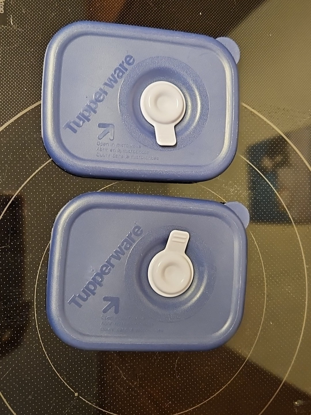 Set Of 2 Tupperware 1 Cup Vent & Serve 3387A Indigo Blue Containers with Lids