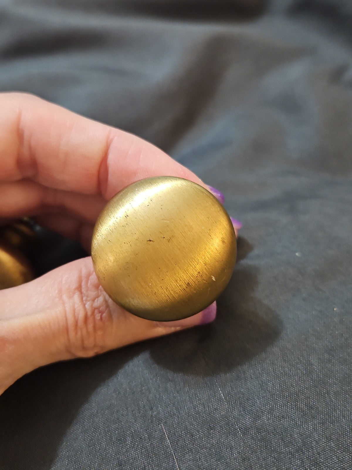 Set Of 2 Brushed Satin Finish Brass Cabinet Knobs Drawer Pulls 1.25" Diameter