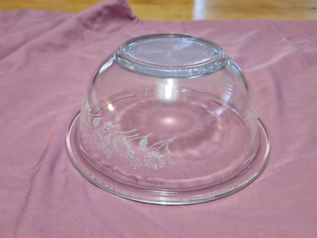 Vintage Pyrex #322 Colonial Mist Clear White Lace Floral 1 L Bowl