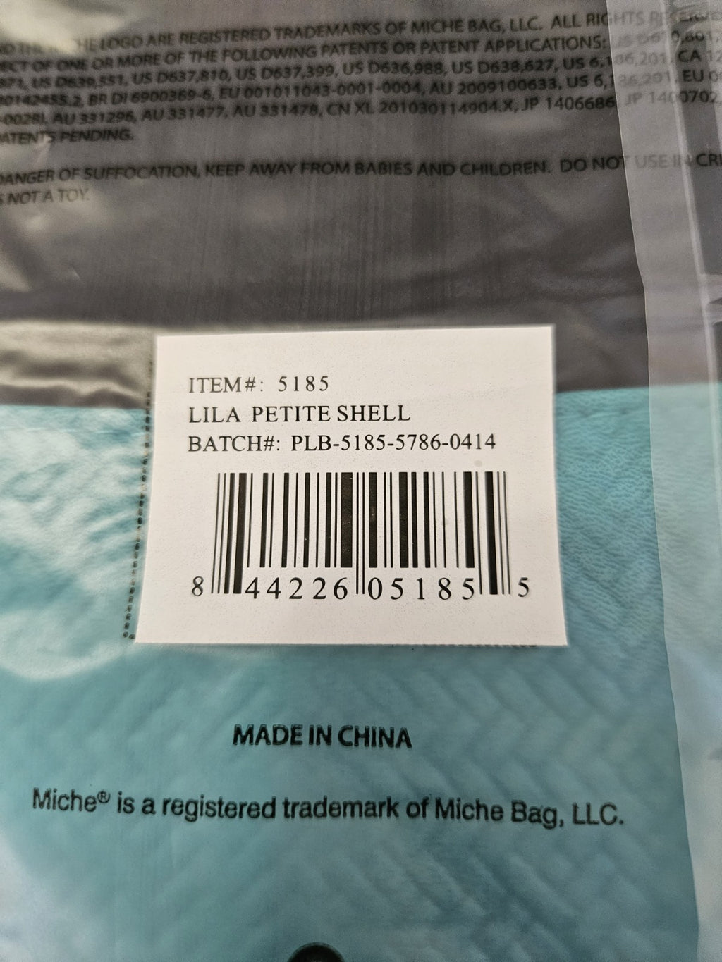 New In Package Retired Miche Petite Shell Lila Teal & White Faux Leather