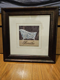 Blue & White Fleur De Lis French Bathtub Breathe Print Matted & Framed 15"x15"