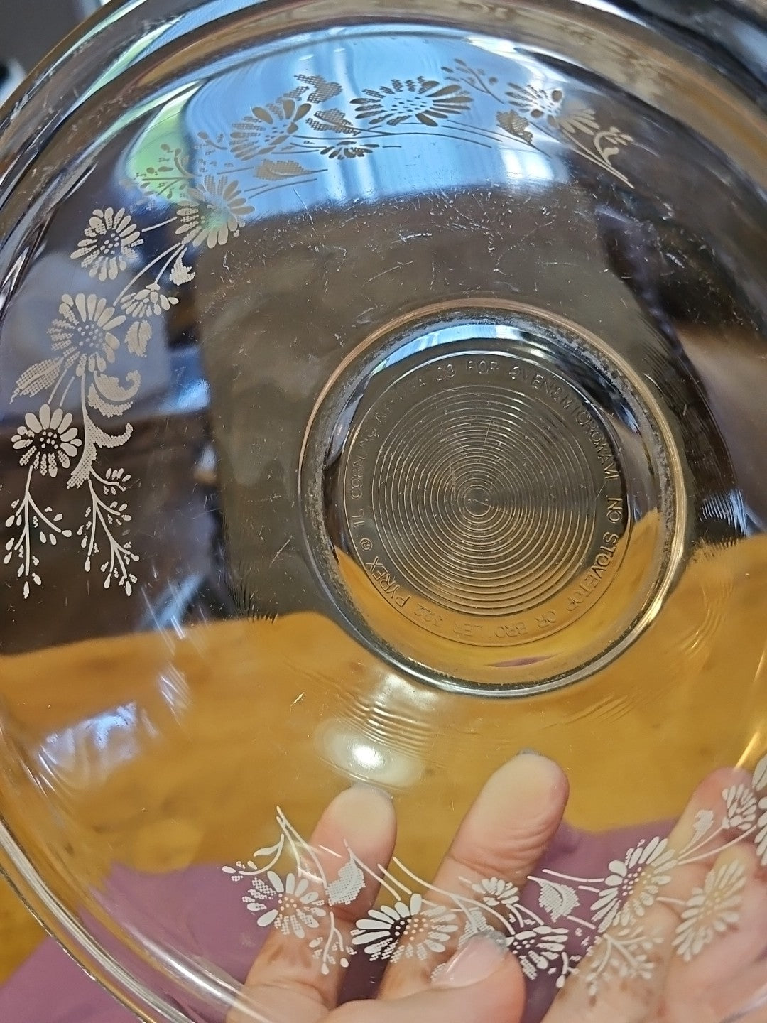 Vintage Pyrex #322 Colonial Mist Clear White Lace Floral 1 L Bowl