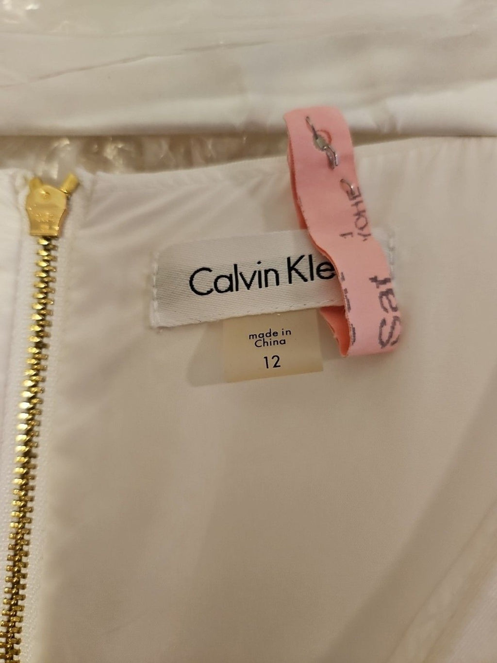 Calvin Klein High-Low A-line Dress White Stock Size 12 Sleeveless V-Neck
