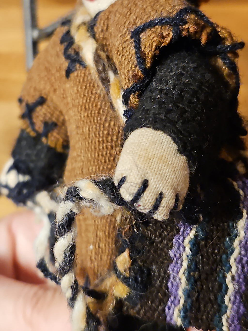Vintage Andean Folk Art Doll 6.5" Hand Woven Peruvian Knitted Cloth