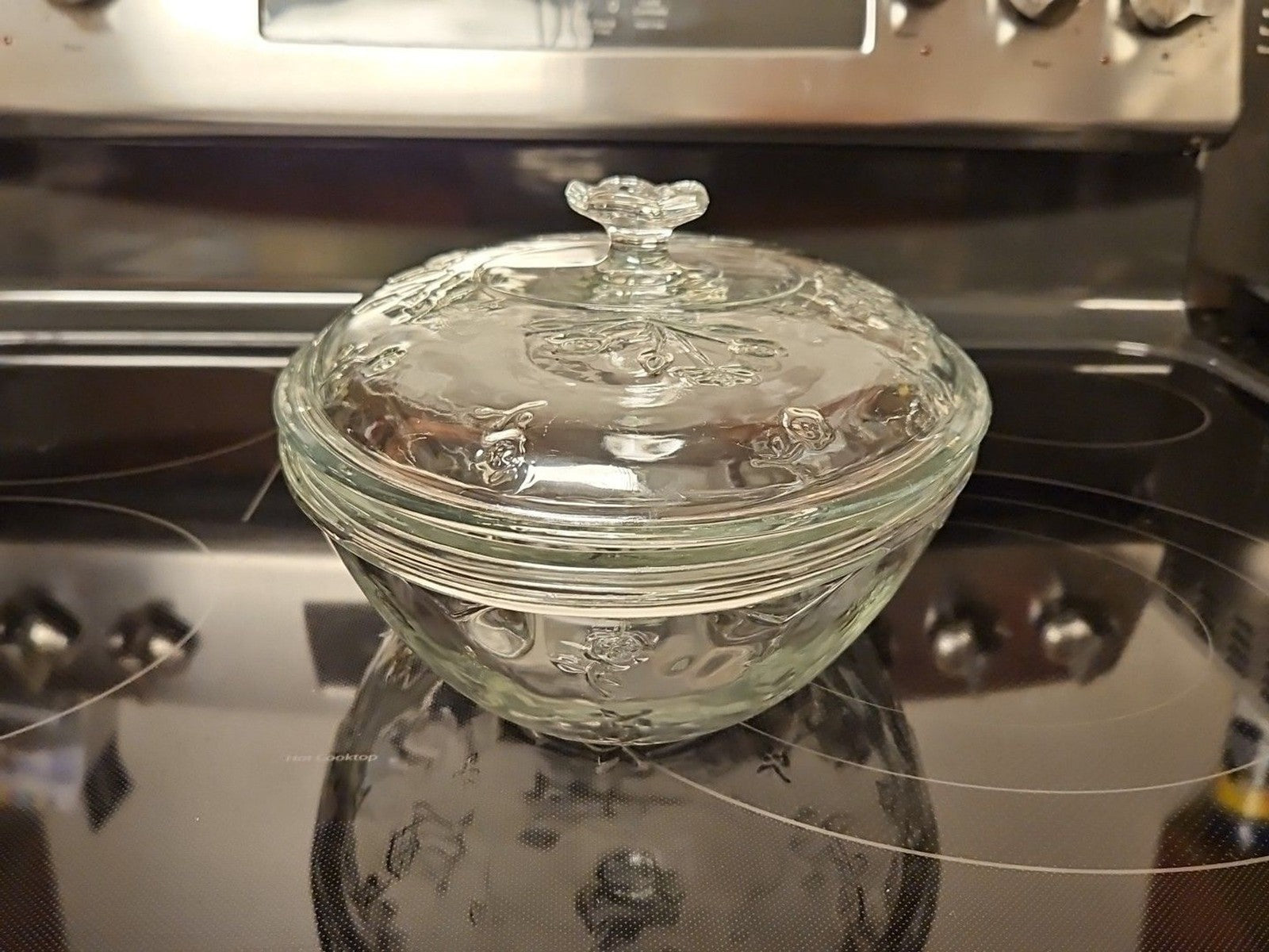 Vintage 90s Anchor Hocking Savannah Floral Glass 2 Qt Casserole Dish W Lid