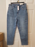 NWT American Eagle Mom Jeans 10 Regular Washed Blue Stretch High Rise