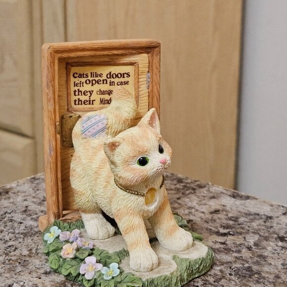 Vintage Calico Kittens Figurines by Priscilla Hillman - "Cats Like Doors Left