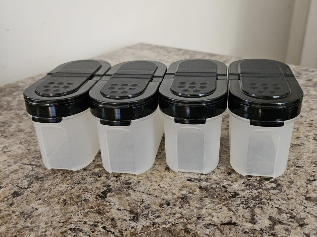 Set of 4 Tupperware Small Spice Shakers With White Lids EUC
