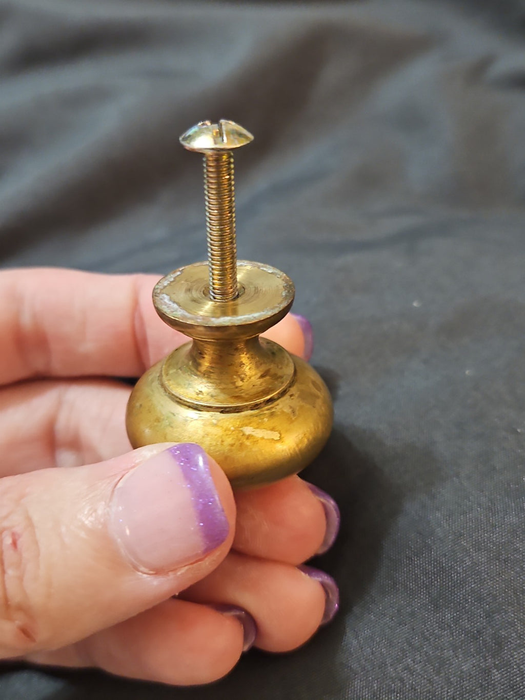 Set Of 2 Brushed Satin Finish Brass Cabinet Knobs Drawer Pulls 1.25" Diameter