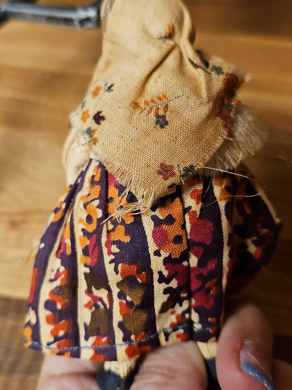 Vintage 1940s Polish Rag Doll Painted Face Russian Babushka Folk Art 4.25"