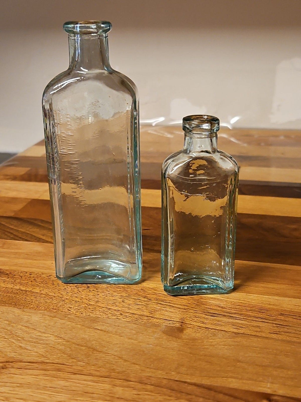 Set Of 2 Antique 3rd Gen 1900's Antique Three In One 3 in 1 Oil Glass Bottles