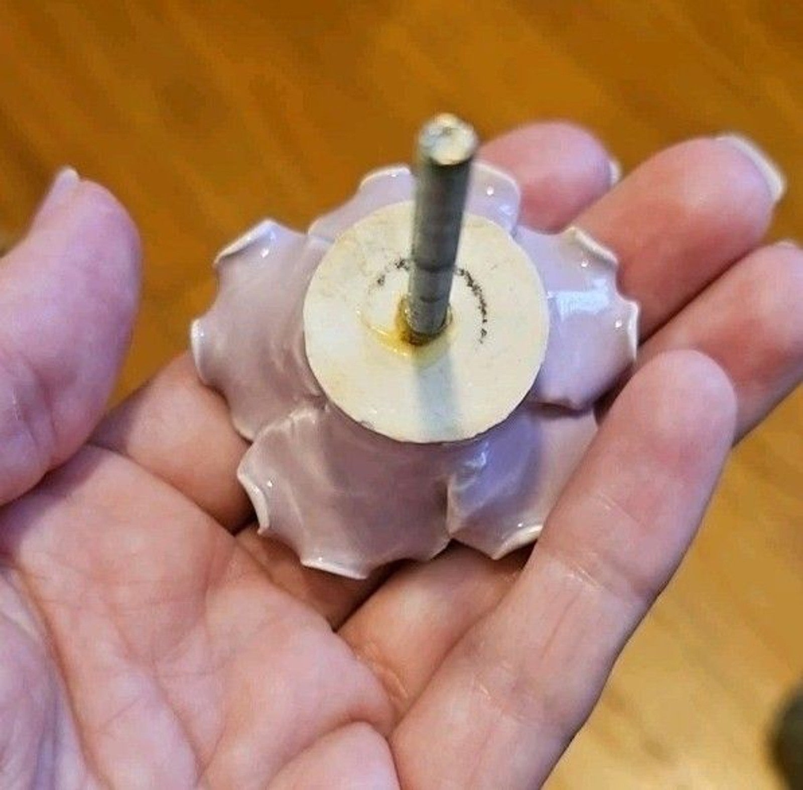 Anthropologie Drawer Pull Lavender Flower Enamel On Ceramic Cabinet Knob