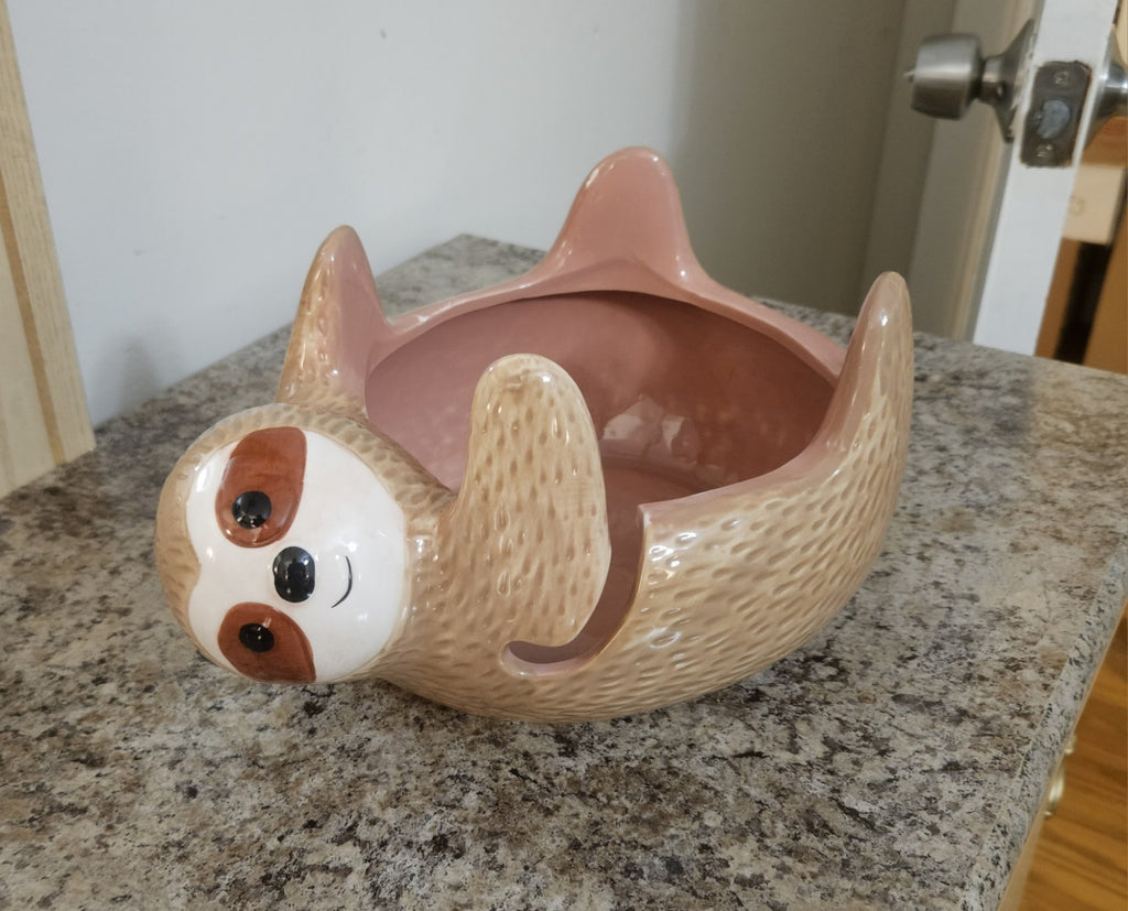Ceramic Sloth Yarn Holder / Yarn Bowl - So Cute! Measures 9.5"x7.5"x5.5"