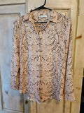 Rose + Olive Womens Blouse Sz Small Pink Snake Print Button Down Long Sleeve