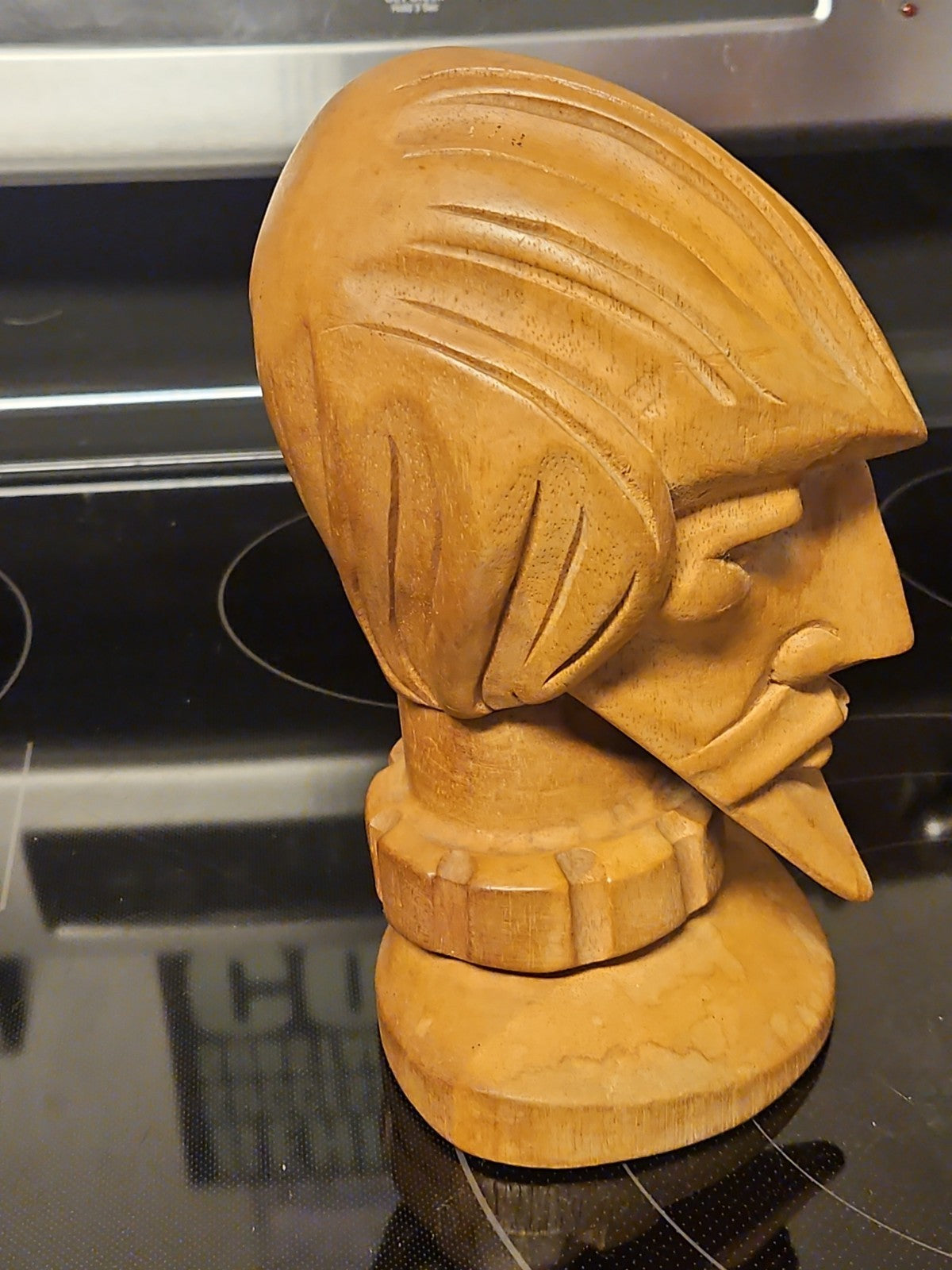 Vintage Wooden Carving Don Quixote Head Bust Medium Size 8.5"