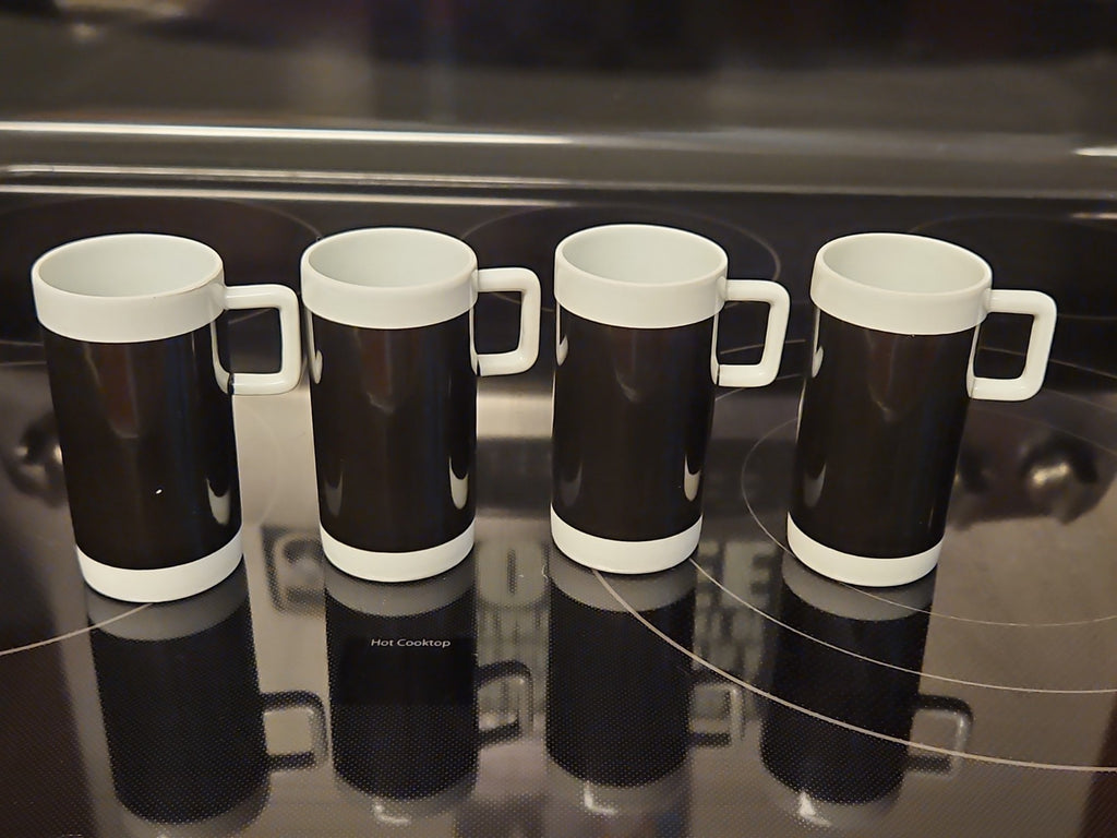 Set Of 4 Braniff International Airlines Black & White Espresso Cups Real China