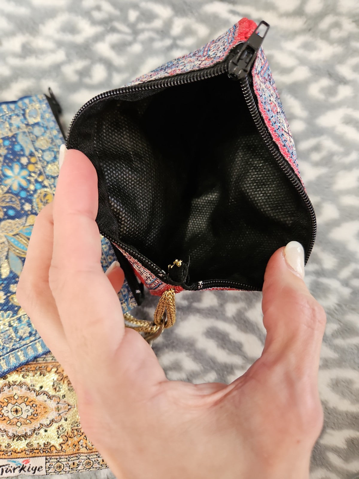 Set Of 3 Turkish Tapestry Carpet Style Zippered Clutch Coin Purses NWOT 2 Sizes