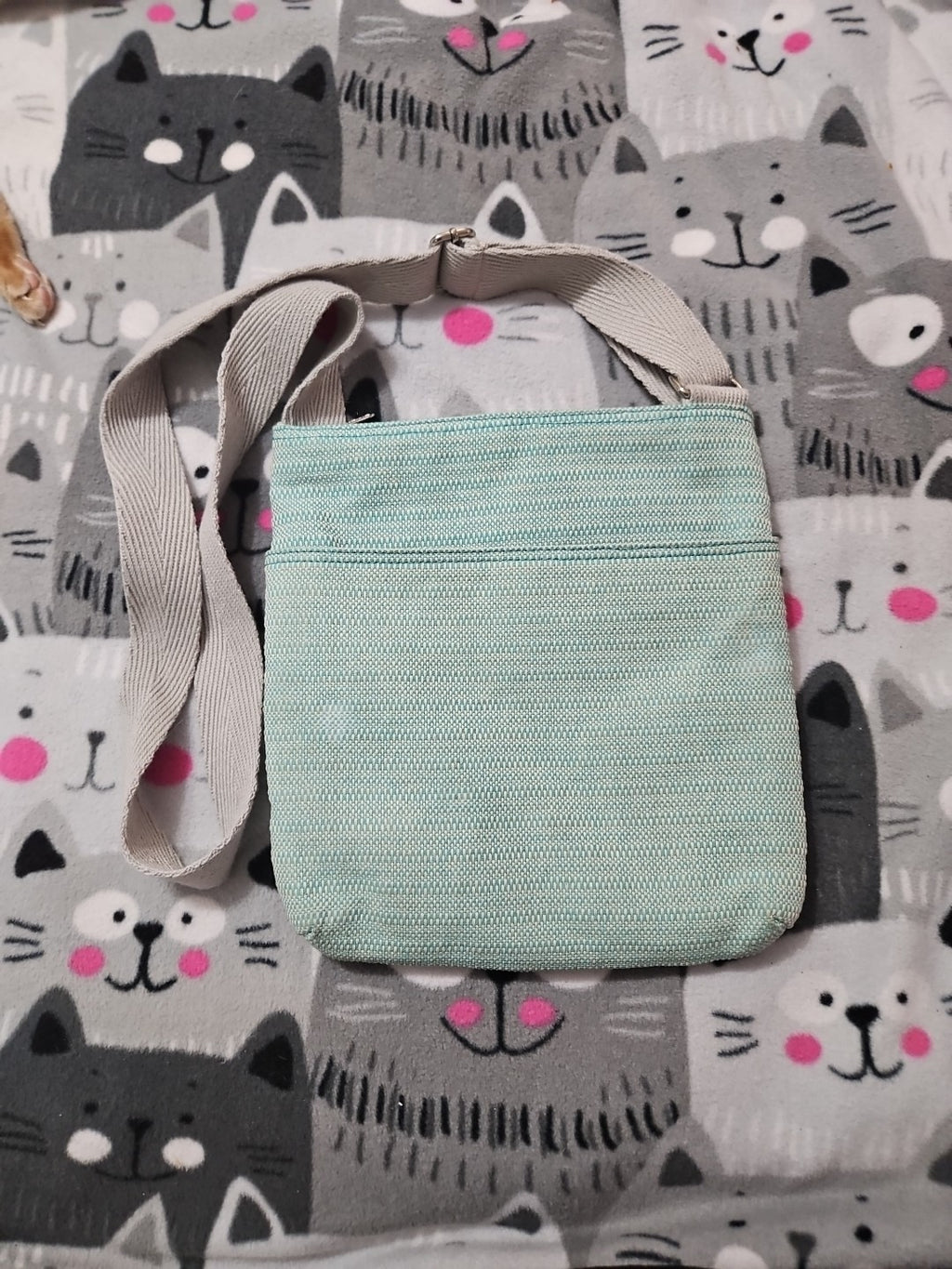 Thirty-One Organizing Shoulder Bag Crossbody Bag Turquoise Cross Weave