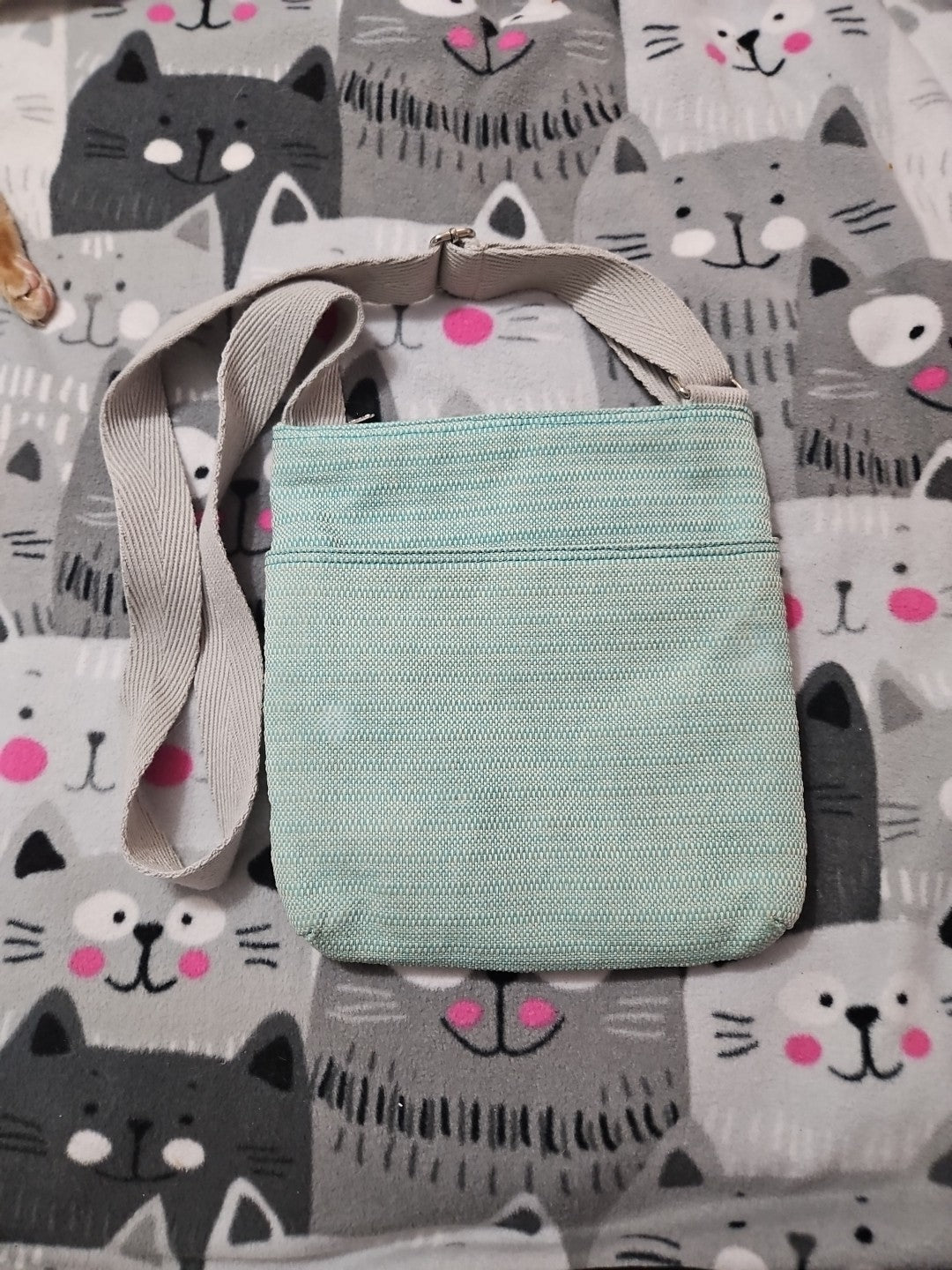 Thirty-One Organizing Shoulder Bag Crossbody Bag Turquoise Cross Weave
