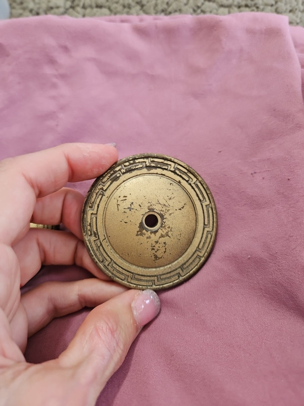 #156 Allison Japan Grecian Door Knob Backplate Brass On Zinc 2.5” Lot of 2
