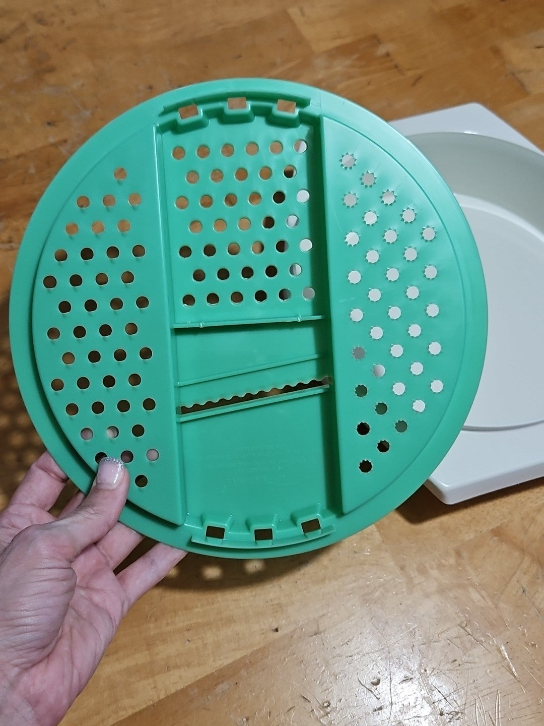 Vintage Tupperware Jadeite Green Cheese Grater W/ Almond Bowl 2 Pc Set - No Lid