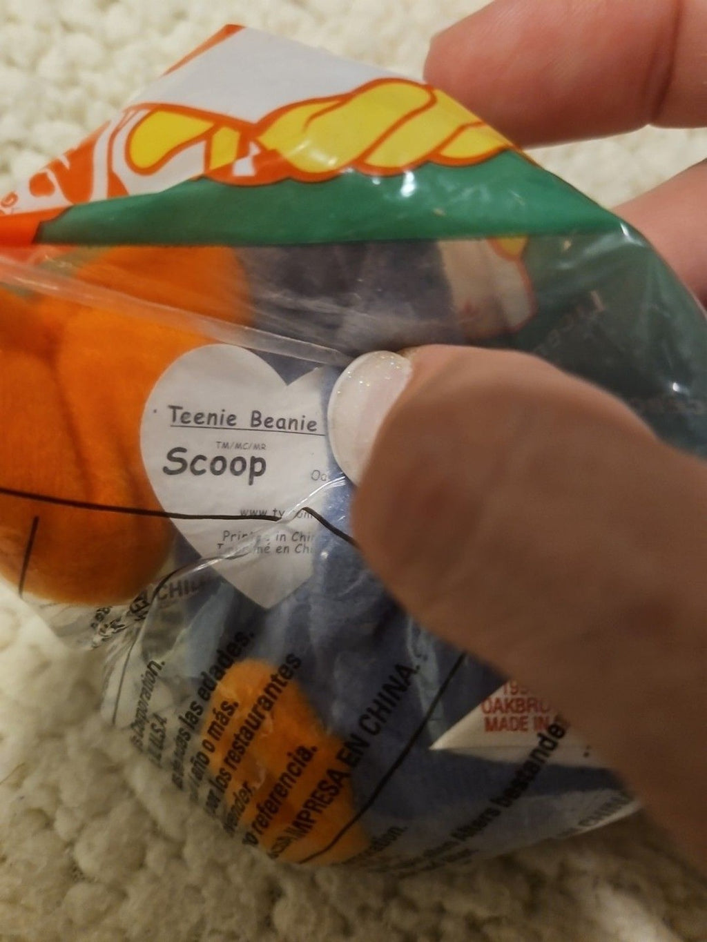 McDonald's Ty Teenie Beanie Babies Scoop 1998/1993 Tag Error NIP