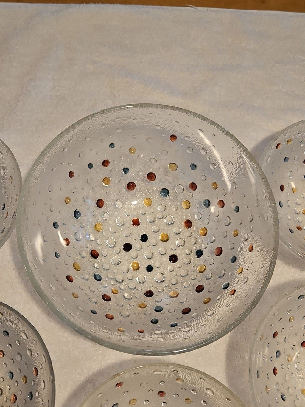 Vintage Dansk Bubble Confetti 10.5" Serving Bowl & Five 7.5" Fruit Bowl Set EUC