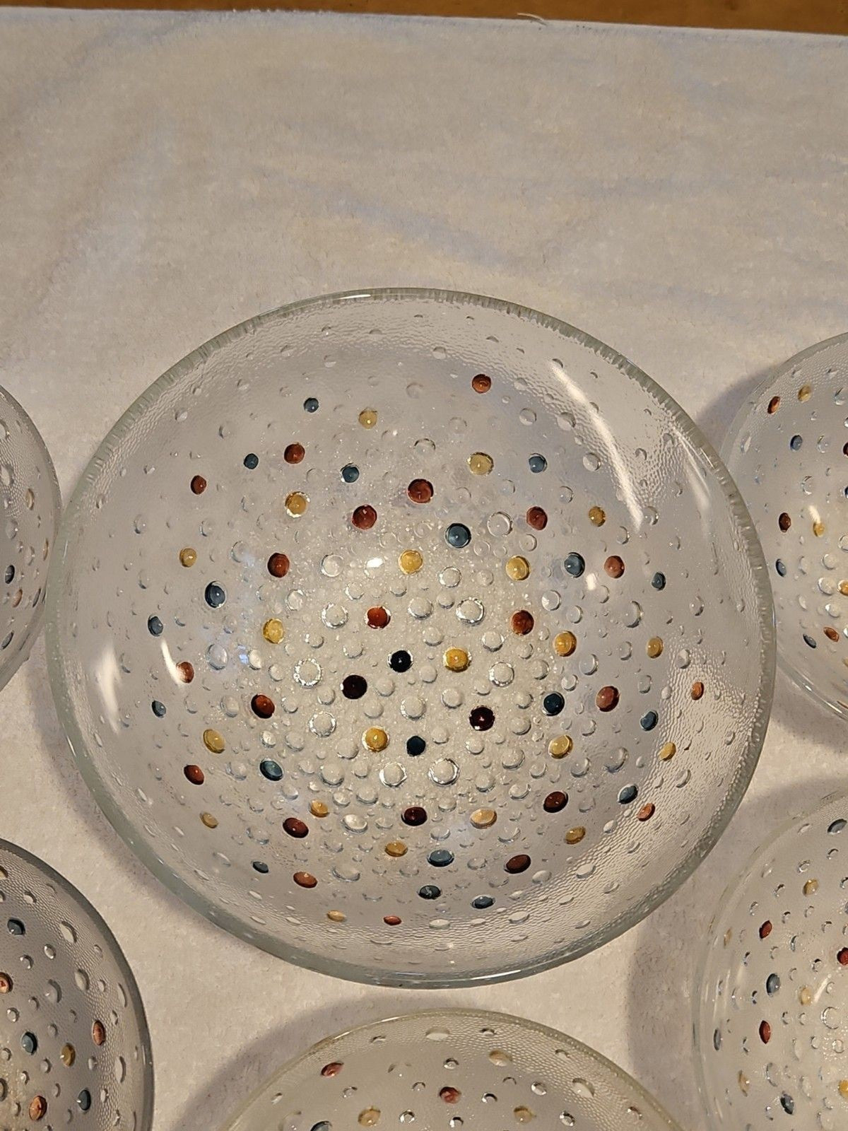 Vintage Dansk Bubble Confetti 10.5" Serving Bowl & Five 7.5" Fruit Bowl Set EUC
