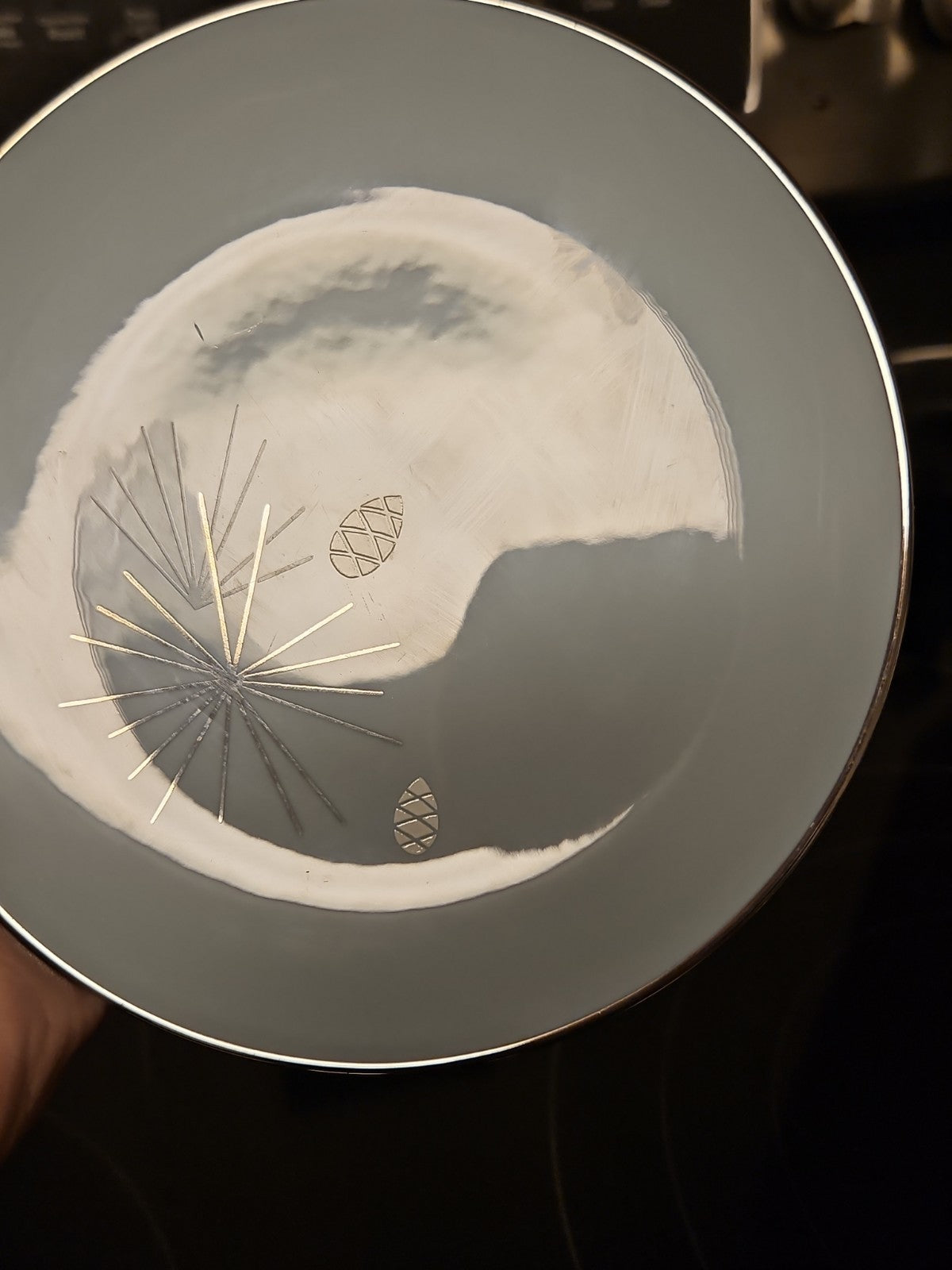 Vintage MCM Franciscan Silver Pine Bread & Butter Plate Near Mint 6 3/8"