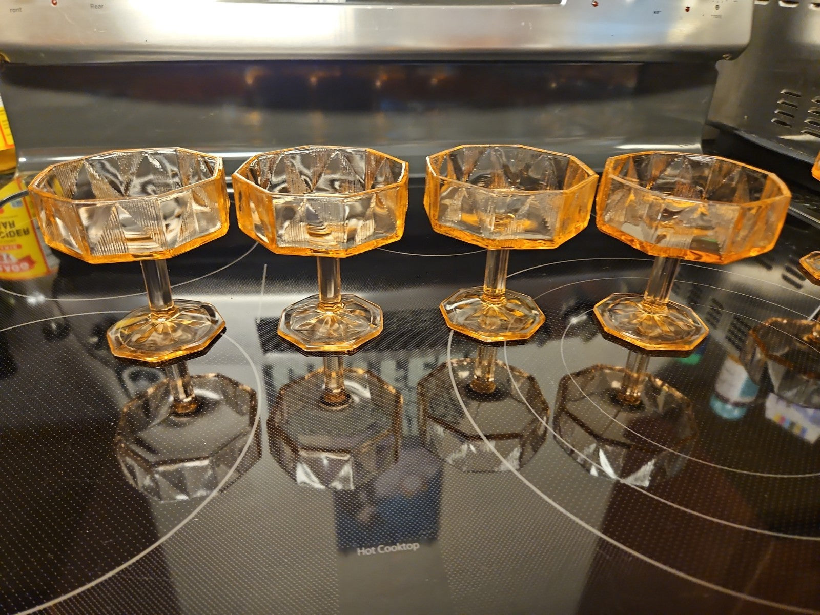 Set of 8 Vintage McKee "Tricia" Pink Depression Glass Art Deco Octagon Coupes
