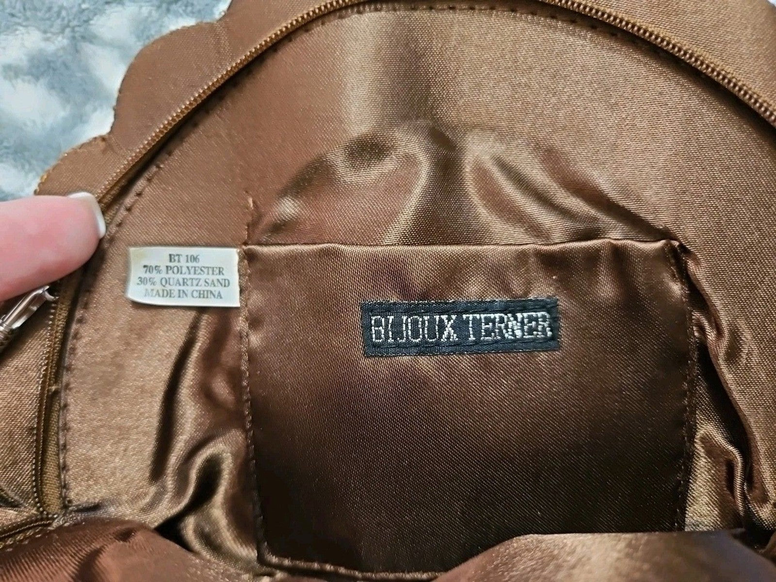 Vintage BIJOUX TERNER Beaded Satin Evening Bag Purse 8"x6" Brown Floral Design