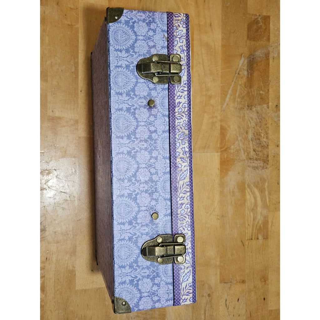 Rustic Shabby Chic Lavender "Home Sweet Home" Storage Trunk Box 15.5"x10"x4.5"