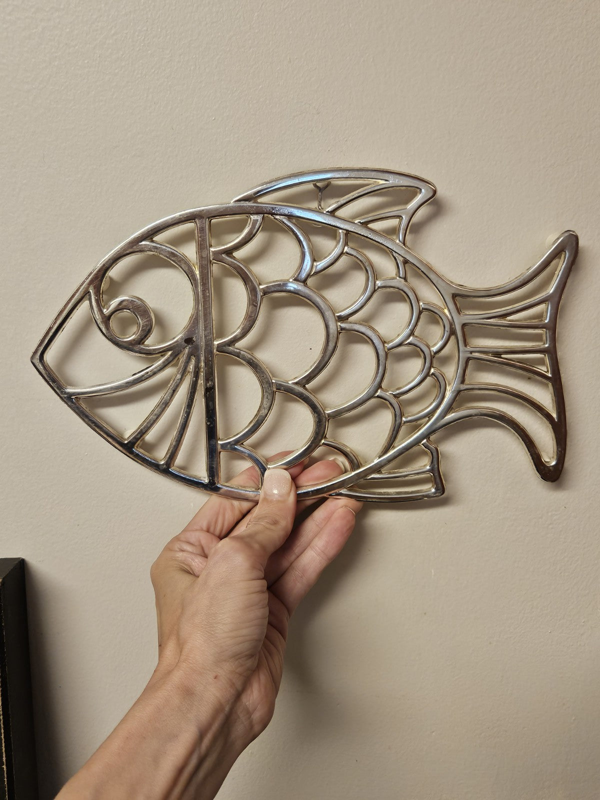 Vintage Leonard Silver Plated Fish Trivet Wall Hanging Made In Italy
