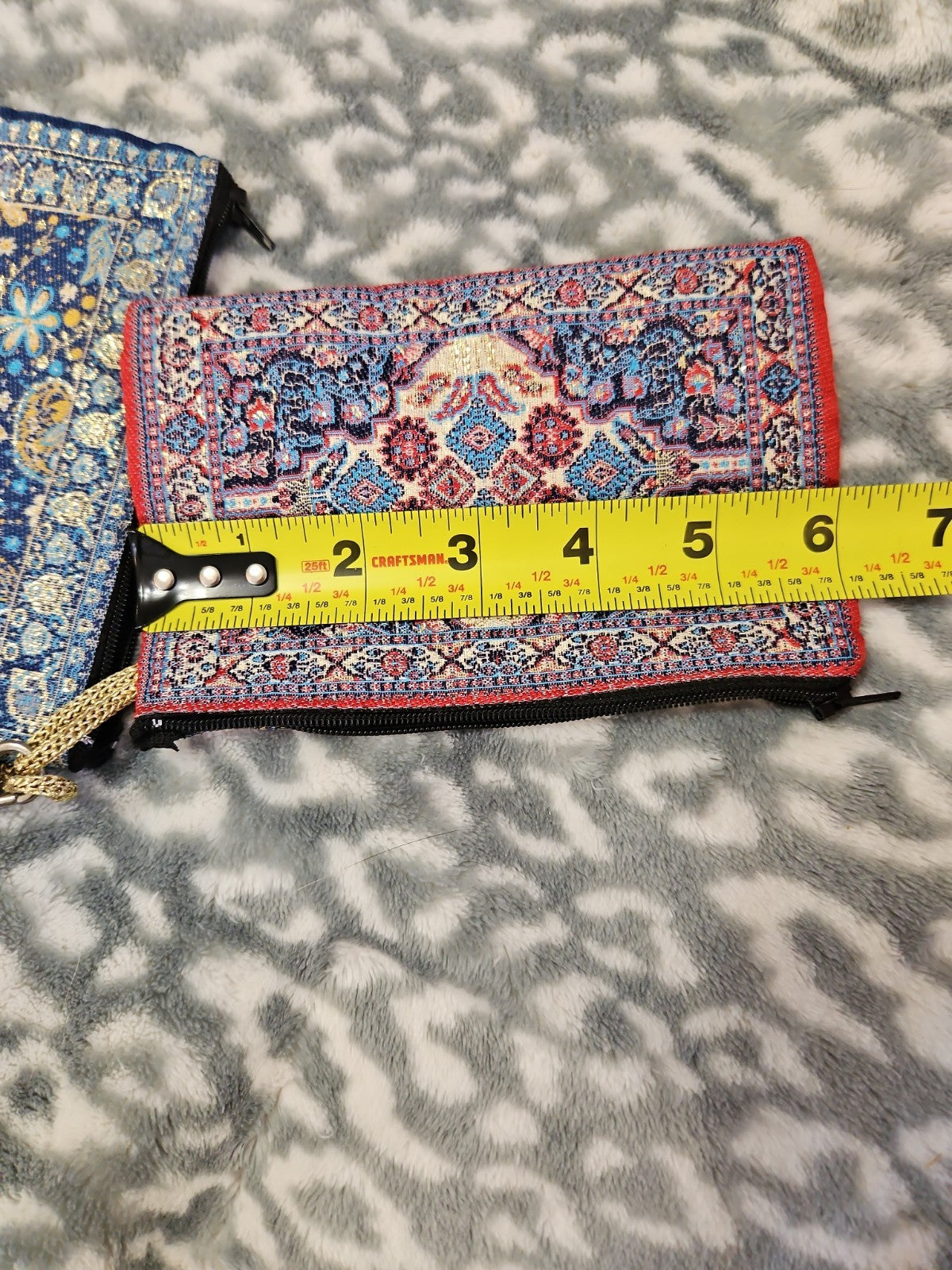 Set Of 3 Turkish Tapestry Carpet Style Zippered Clutch Coin Purses NWOT 2 Sizes