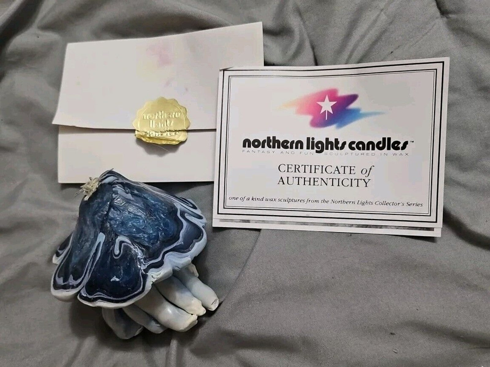 Norther Lights Candles Blue Mushroom Shaped Candle Handmade Unused