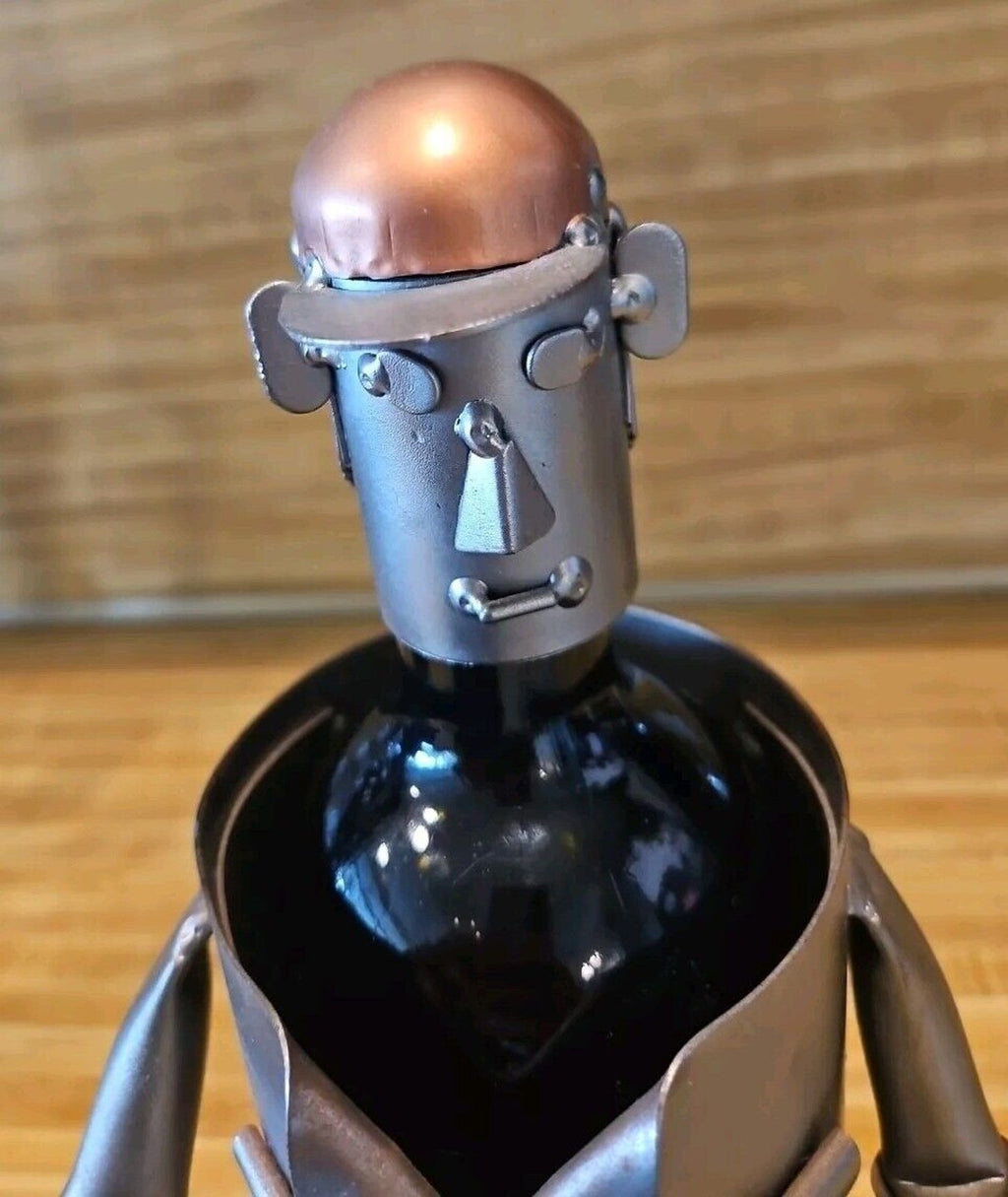 H&K Steel Sculpt￼ure Wine Bottle Holder-Carpenter-Handmade Ltd. Edition