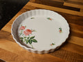 Vintage Christineholm Porcelain Rose Pie/Quiche Baking Dish w/ Scalloped edges