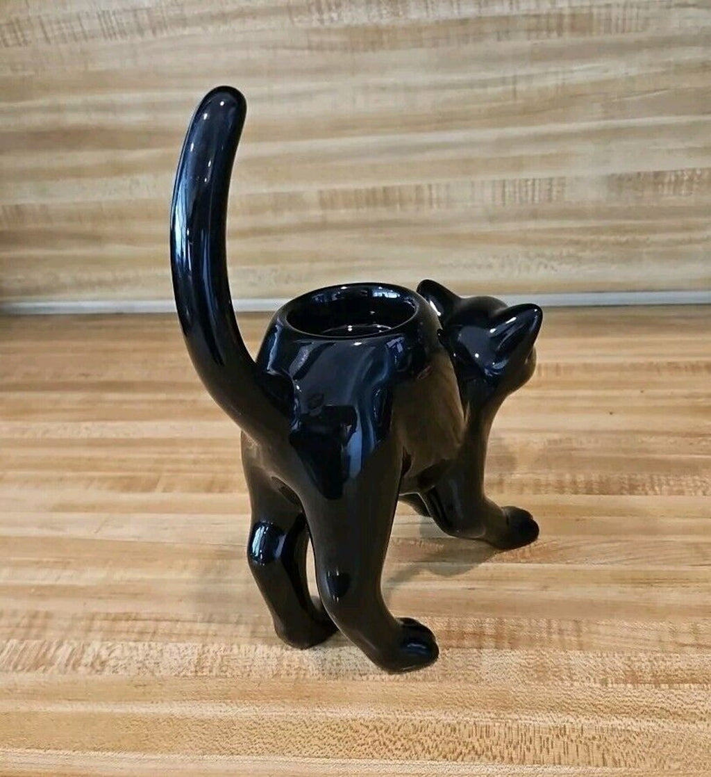 PARTYLITE Black Cat Ceramic Tealight Candle Holder Display Use Only