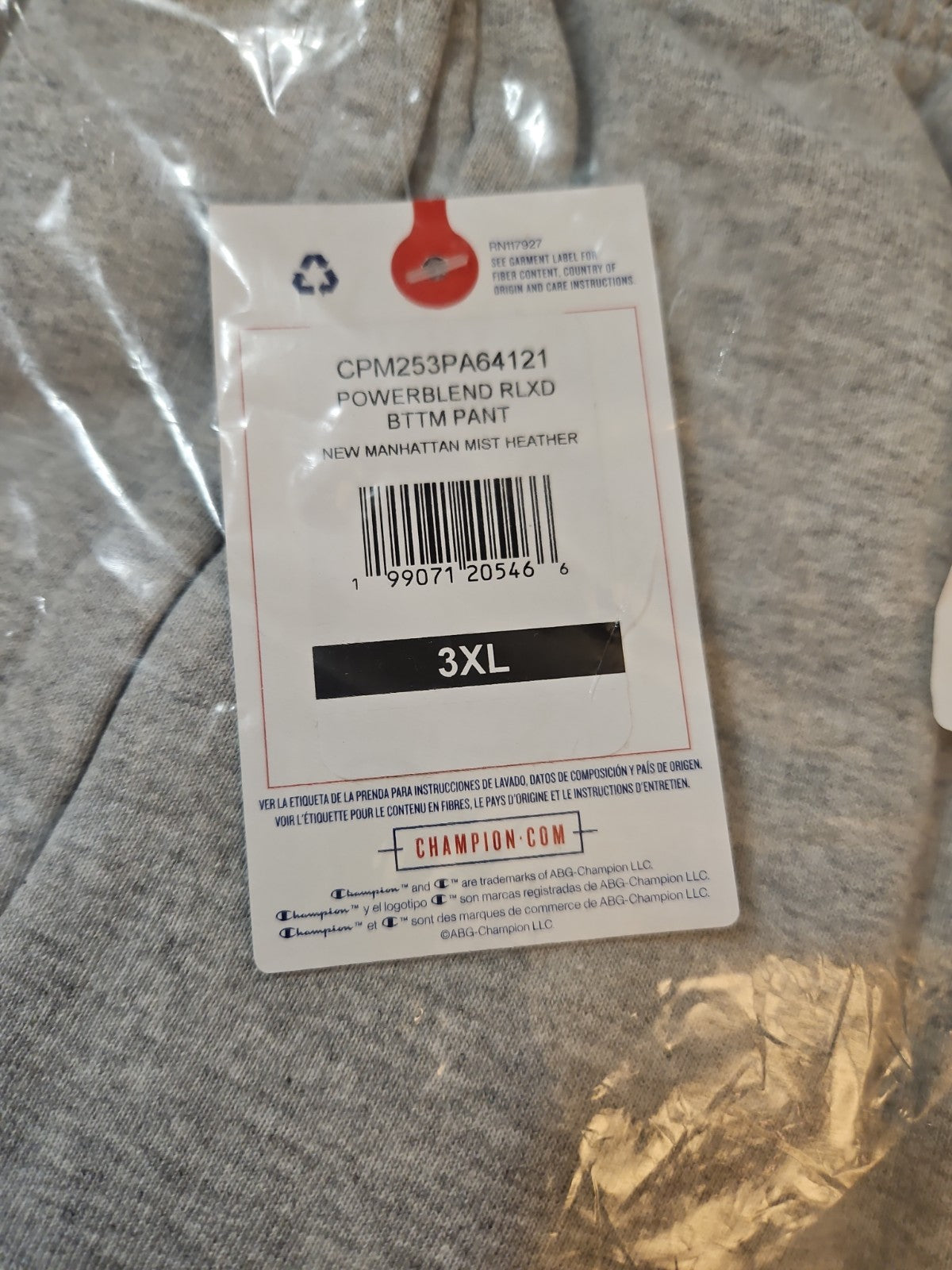 NWT Champion Powerblend Relaxed Bottom Pants Fleece Sweatpants Gray 3XL
