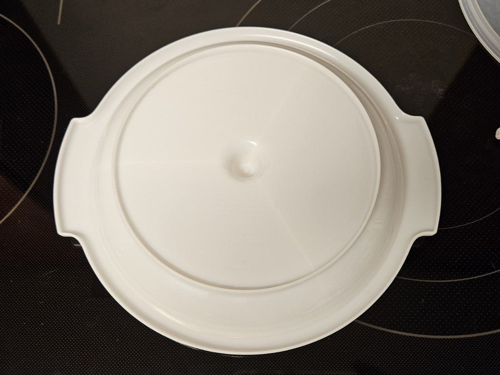 Vintage Tupperware White Suzette Divided Serving Tray With Lid 608-12 Excellent