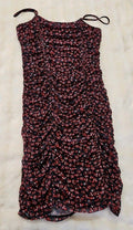 Abercrombie & Fitch Black & Red Floral Ruched Spaghetti Straps Dress Sz S
