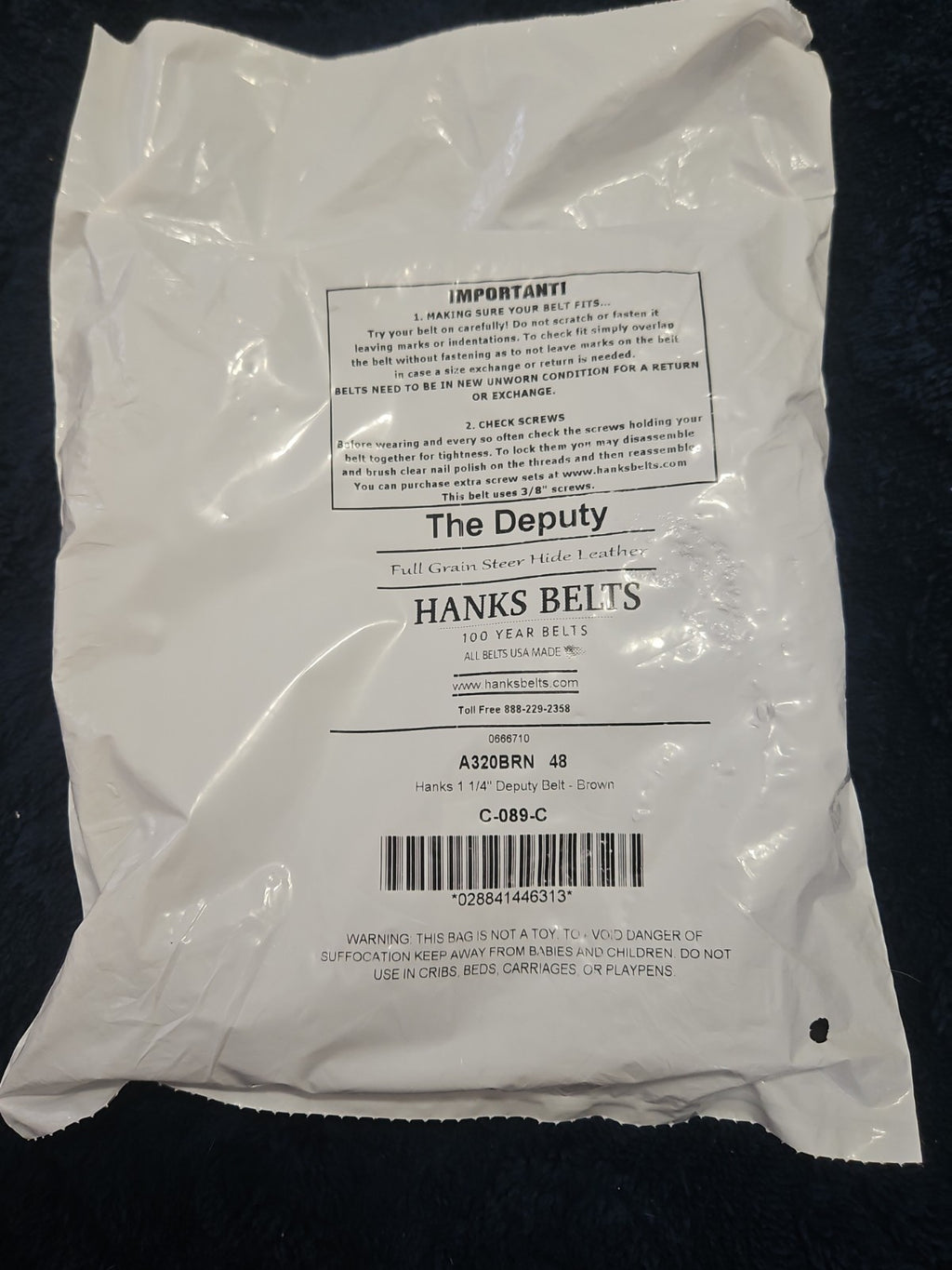 NIP Hanks Belts The Deputy Full Grain Leather Belt Brown W Silver Hardware Sz 48
