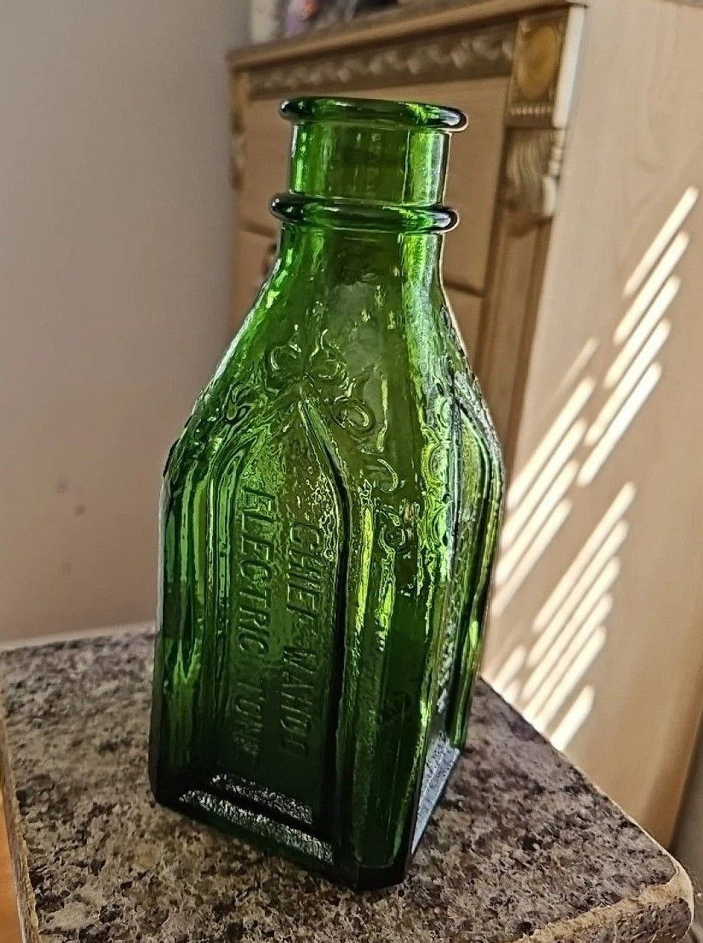 Vintage Wheaton Chief Wahoo Electric Tonic Green 8 in Bottle