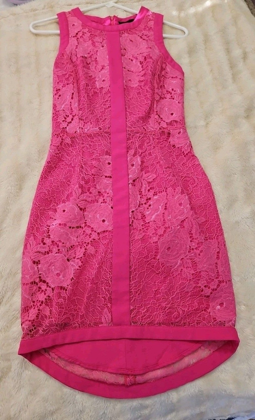 Adelyn Rae Pink Lace Dress High Low Hem Women's Size Small
